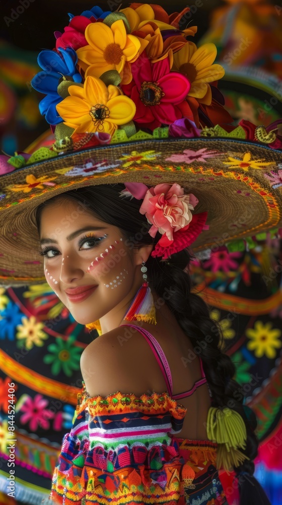 Fototapeta premium a beautiful woman in a mexican costume