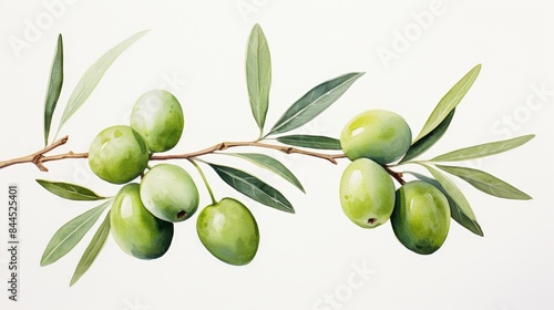 Wallpaper Mural A watercolor of olives clipart, isolated on white background Torontodigital.ca