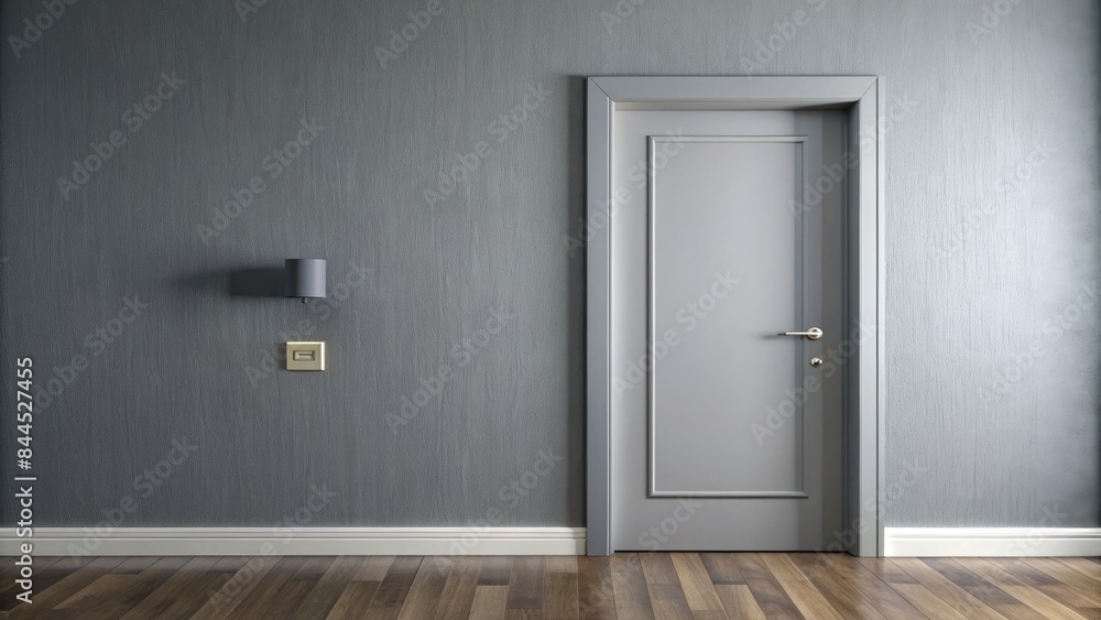Minimalist gray door in a modern hallway. Minimalist gray door in a modern hallway.