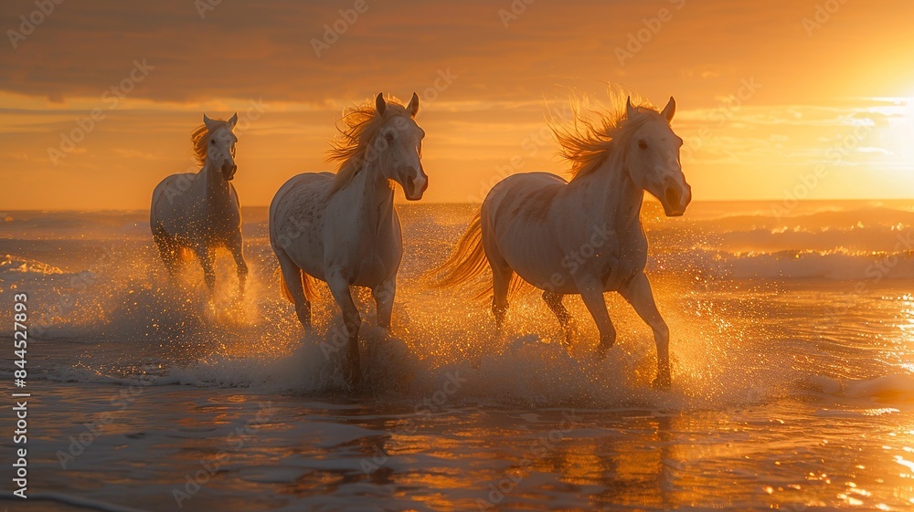 Experience the beauty of freedom as wild horses gallop freely across a vast grassland, their mane and tails flowing in the wind, embodying the untamed spirit and grace of nature. Experience the beauty of freedom as wild horses gallop freely across a vast grassland, their mane and tails flowing in the wind, embodying the untamed spirit and grace of nature.