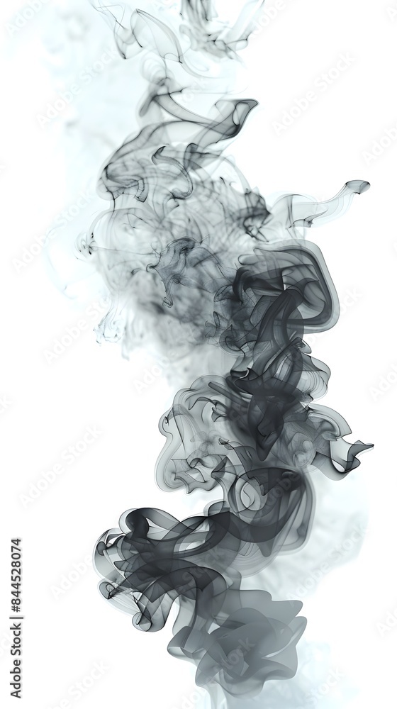 Captivating Monochrome Smoke Wisp Storytelling on White Backdrop Captivating Monochrome Smoke Wisp Storytelling on White Backdrop