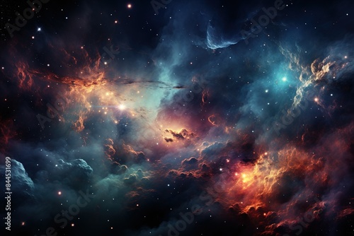 minimalistic design Colorful space galaxy cloud nebula. Stary night cosmos.