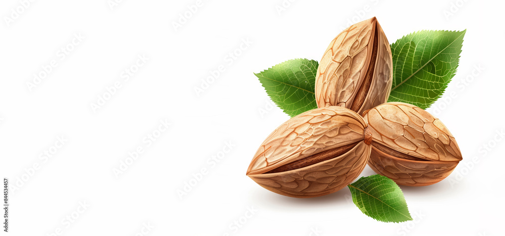 Almond nut isolated on white background. Food concept. Banner, copy space Almond nut isolated on white background. Food concept. Banner, copy space