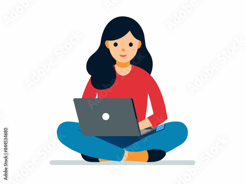 Woman Sitting Using Laptop Black Silhouette,      Woman, Sitting, Laptop, Black Silhouette, Technology, Digital, Computer, Work, Remote .