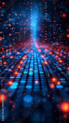 Abstract Digital Light Pattern in Blue and Red