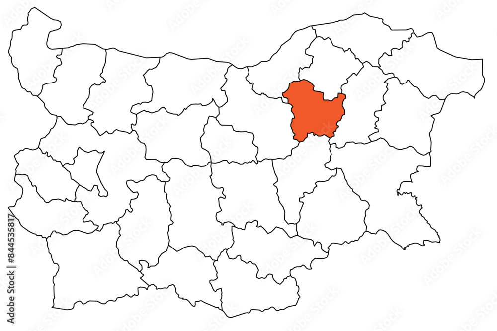 Obraz premium Outline of the map of the region of Bulgaria - Targovishte region