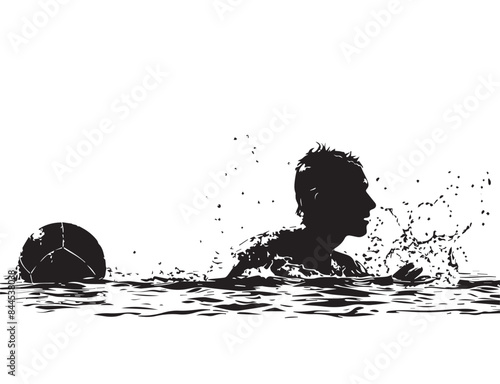 Water polo silhouette art illustration