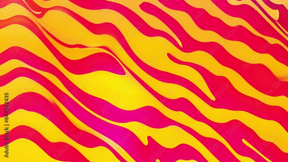 Pink zebra stripes on yellow background. Abstract Zig Zag Zebra Stripes Brush Strokes with Watercolor In Stains Splashes Texture smooth movement abstract effect 4k video Pink zebra stripes on yellow background. Abstract Zig Zag Zebra Stripes Brush Strokes with Watercolor In Stains Splashes Texture smooth movement abstract effect 4k video