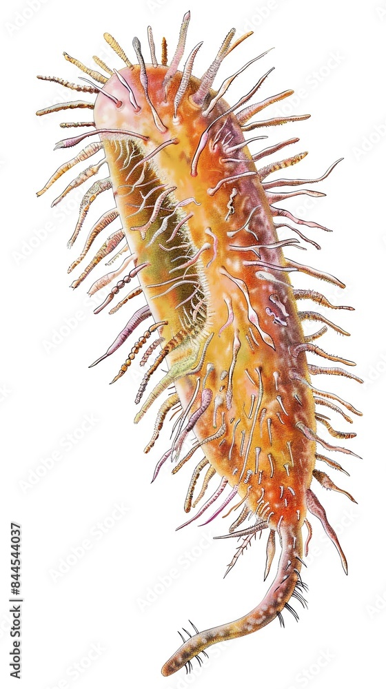 Detailed illustration of a bacterium with vibrant colors and complex structures, perfect for scientific and educational use. Detailed illustration of a bacterium with vibrant colors and complex structures, perfect for scientific and educational use.