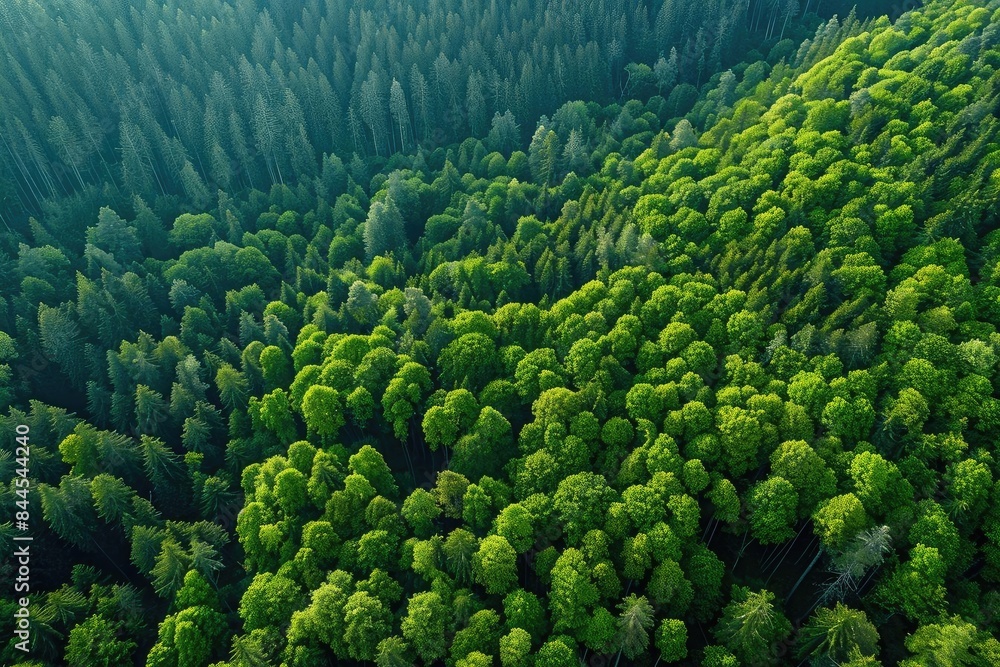 Aerial view of a lush green forest with a dense canopy, capturing the beauty and tranquility of nature from above. Aerial view of a lush green forest with a dense canopy, capturing the beauty and tranquility of nature from above.