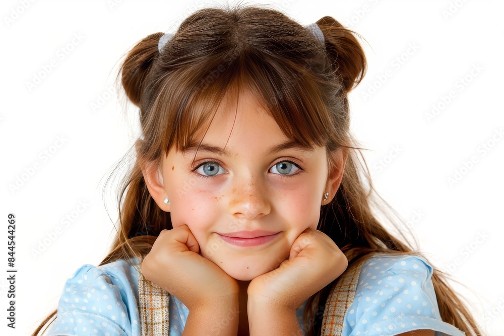 Charming girl with a thoughtful expression, perfect for a portrait of innocence and curiosity