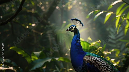 Wallpaper Mural Vibrant Peacock Displaying Feathers in Lush Jungle - Majestic Wildlife Photography with Fujifilm X-T4 and 50-140mm f/2.8 Lens Torontodigital.ca