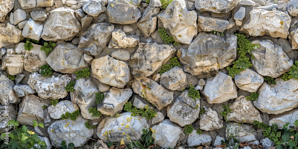 Fototapeta premium Ancient Stone Wall Eroded by Nature: 4K HD Wallpaper with AI-Generated Background
