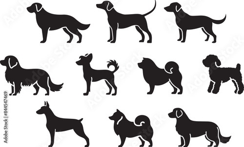 犬のシルエット 10種セット 04 セントバーナード/ダルメシアン/チェサピークベイレトリバー/ チベタンスパニエル/ チャイニーズクレステッドドッグ/ チャウチャウ/ トイプードル/ ドーベルマン/ 日本スピッツ/ ニューファンドランド