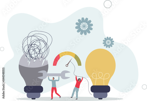 Work productivity and management.unraveling tangle of bad ideas.vector illustration.
