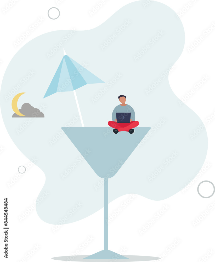 Work anywhere anytime, flat vector illustration. Work anywhere anytime, flat vector illustration.