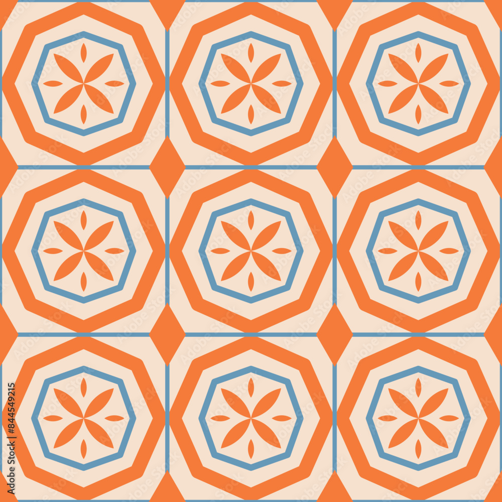 Vector seamless geometric ornamental pattern. Tile mosaic vibrant texture Decorative bright colorful background. Vector repeatable symmetry print Vector seamless geometric ornamental pattern. Tile mosaic vibrant texture Decorative bright colorful background. Vector repeatable symmetry print
