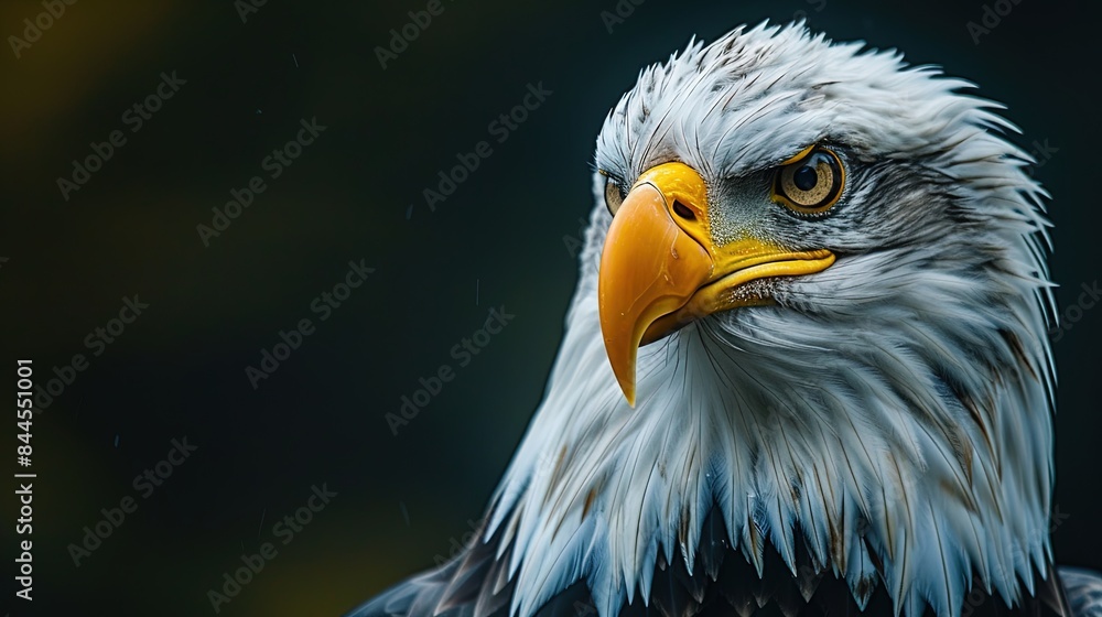 Fototapeta premium A bald eagle with its head turned to the right