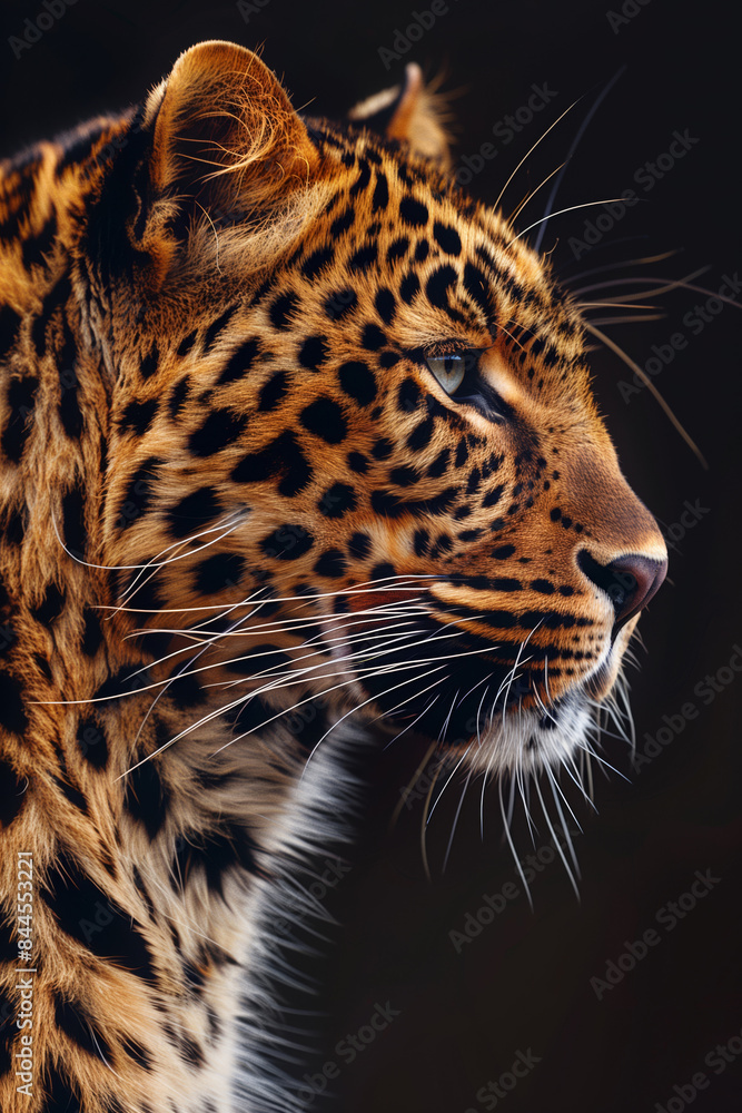 Obraz premium Beautiful leopard on a dark background