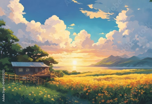 character illustrations of a married couple in anime and cartoon style.