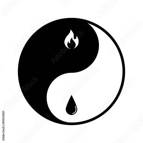 yin yang icon, symbol of fire and water