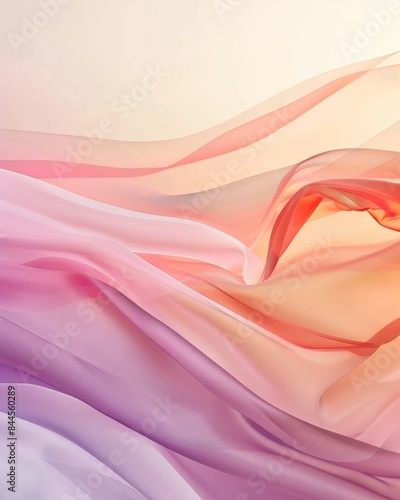 Abstract image of flowing fabric in soft pink  orange  and yellow hues.