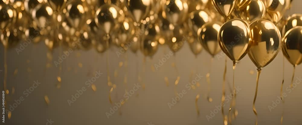 Flying gold and silver balloons, on a faded gold background Flying gold and silver balloons, on a faded gold background