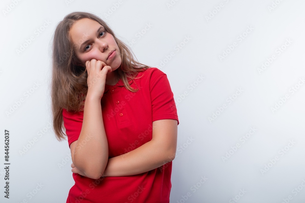 Headshot portrait of a European teenage girl with brown hair Headshot portrait of a European teenage girl with brown hair