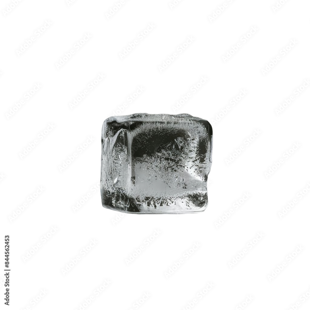TRANSPARENT PNG ULTRA HD 8K A solitary ice cube, showcasing its clarity, crisp edges, and cool essence