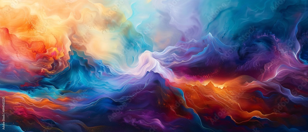 Radiant waves of light refract and play off each other, creating a dynamic spectacle of color and texture, Generative AI