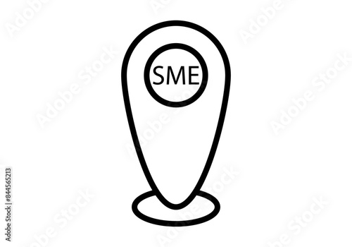 Icono negro de marcador de mapa con siglas de PYME