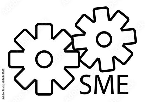 Engranaje de maquinaria con siglas de PYME representando la pequeña y mediana empresa.