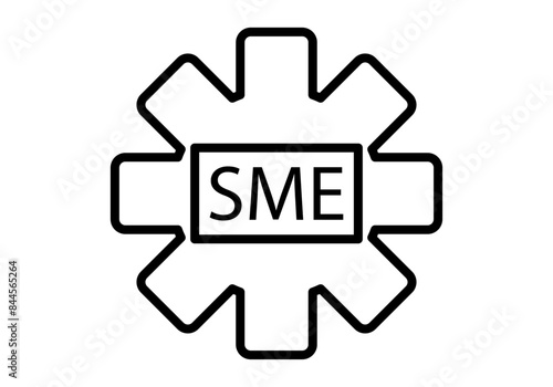 Engranaje de maquinaria con siglas de PYME representando la pequeña y mediana empresa.