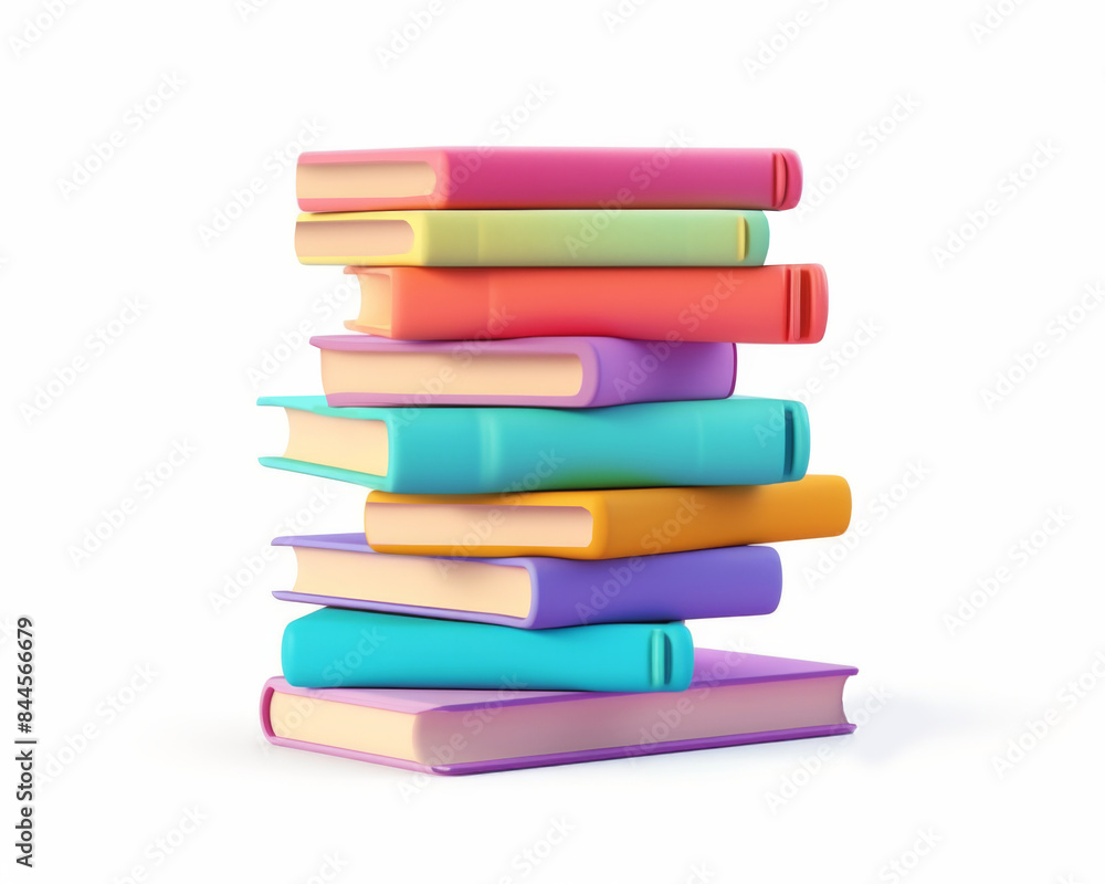 Stack of colorful books. Back to school. Isolated cartoon 3d illustration on white background. Stack of colorful books. Back to school. Isolated cartoon 3d illustration on white background.