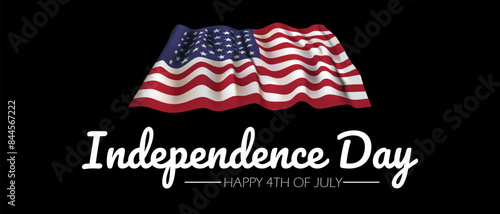 Happy Independence day 4th of july. Wavy USA flag white background banner. Vector illustration.