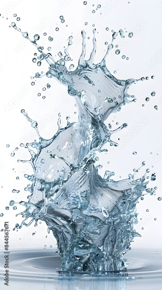Powerful 3D Rendered Tornado-like Splash of Water on Isolated White Background Powerful 3D Rendered Tornado-like Splash of Water on Isolated White Background