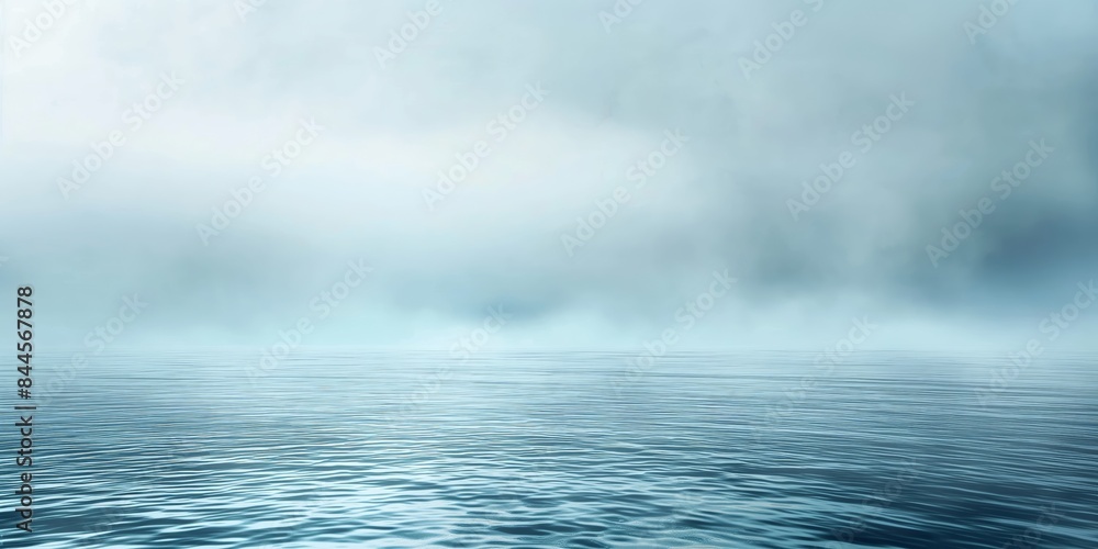 An ethereal scene where the calm sea merges seamlessly with the foggy sky at the horizon, creating a tranquil and almost otherworldly atmosphere. An ethereal scene where the calm sea merges seamlessly with the foggy sky at the horizon, creating a tranquil and almost otherworldly atmosphere.