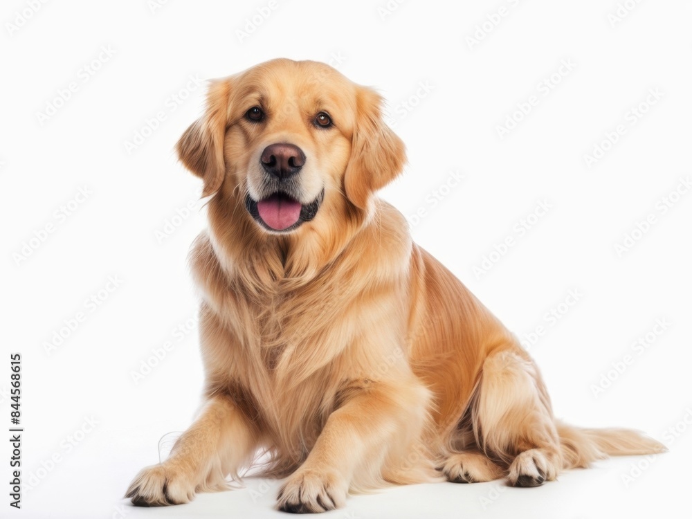 an adorable golden retriever on white background an adorable golden retriever on white background