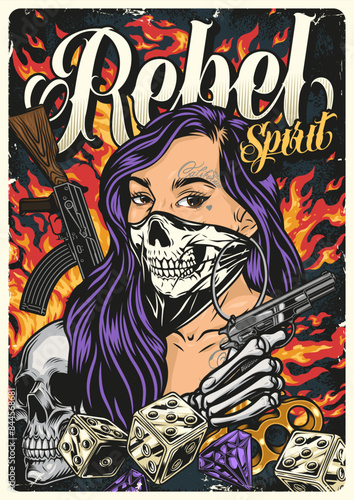 Rebel spirit colorful vintage sticker
