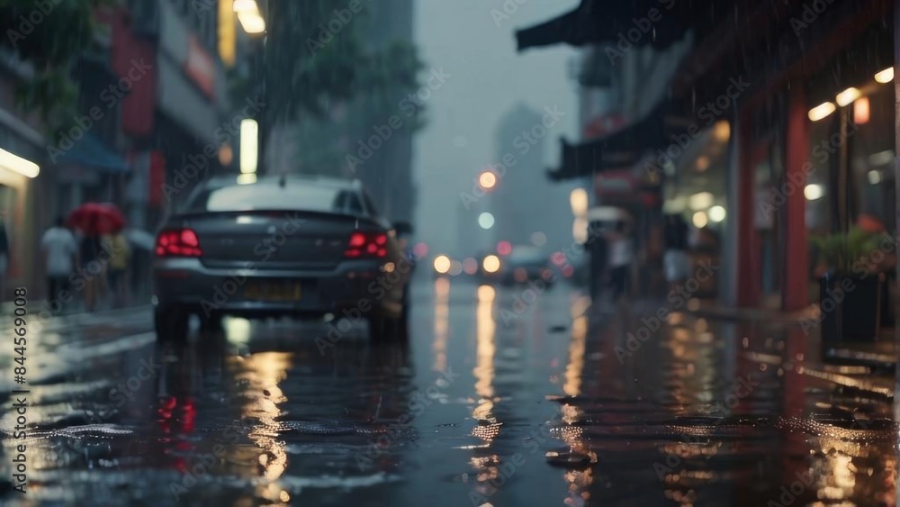 Obraz premium closeup shot of raining in the street