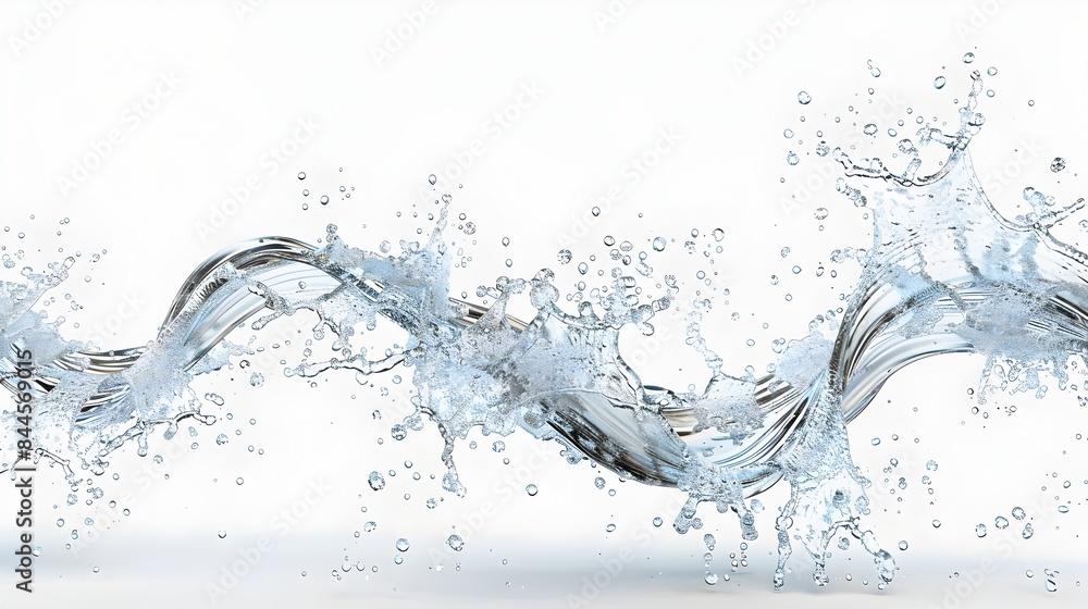 Twisting Water Vine 3D Rendered Abstract Splash on White Background Twisting Water Vine 3D Rendered Abstract Splash on White Background