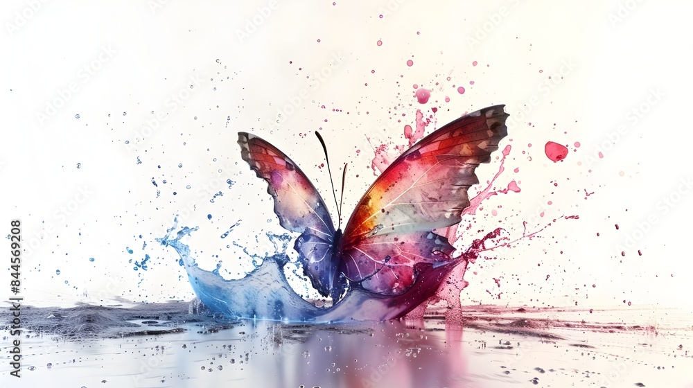 Vibrant 3D Watercolor Butterfly on Isolated Background Vibrant 3D Watercolor Butterfly on Isolated Background