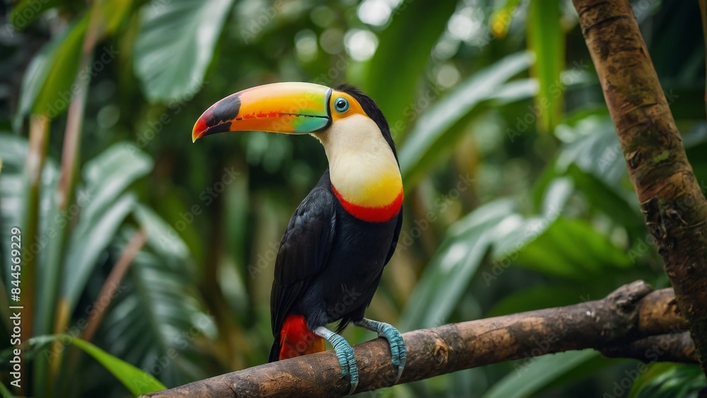 shot of a colorful macaw perched on a branch shot of a colorful macaw perched on a branch
