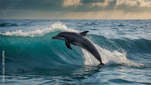 dolphins leaping gracefully out of sea © Sonu