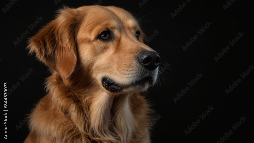 cute golden retriever on black background cute golden retriever on black background