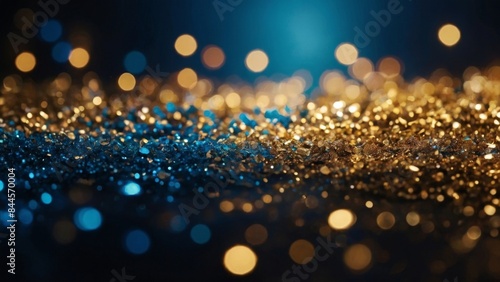 background of blue and golden glitter lights