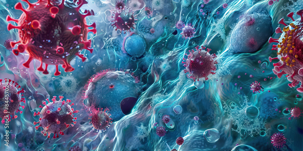 Virus infected cell a microscopic view of a cell infected with a disease fighting to regain control of the body. Virus infected cell a microscopic view of a cell infected with a disease fighting to regain control of the body.