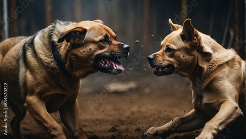 two Dog fighting each other