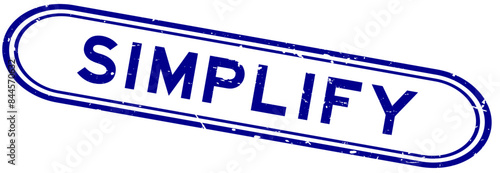 Grunge blue simplify word rubber seal stamp on white background