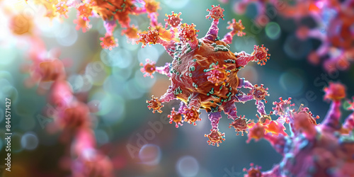 Viral Protein Structure: A detailed image of the spike proteins on the surface of the novel virus, which play a crucial role in its ability to attach to and infect host cells